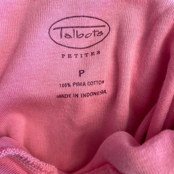 Talbots Petites Pink Mock Turtle Neck 100% Cotton - Picture 3 of 4